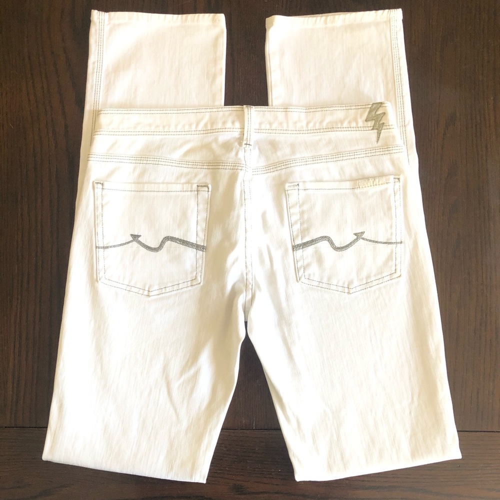 7 For All Mankind Low Rise Straight White Jeans 28